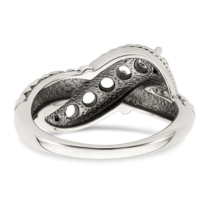 Sterling Silver Antiqued w/14k 5-stone w/Diamond Mother's Ring Semi-Mount