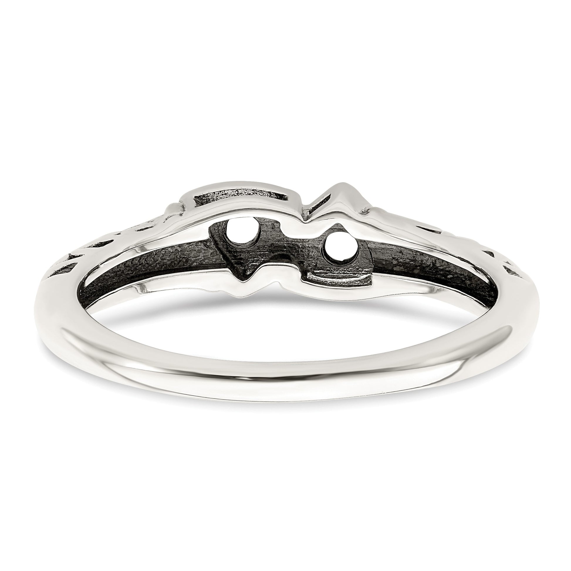 Sterling Silver Antiqued w/14k 2-stone Mother's Ring Mounting