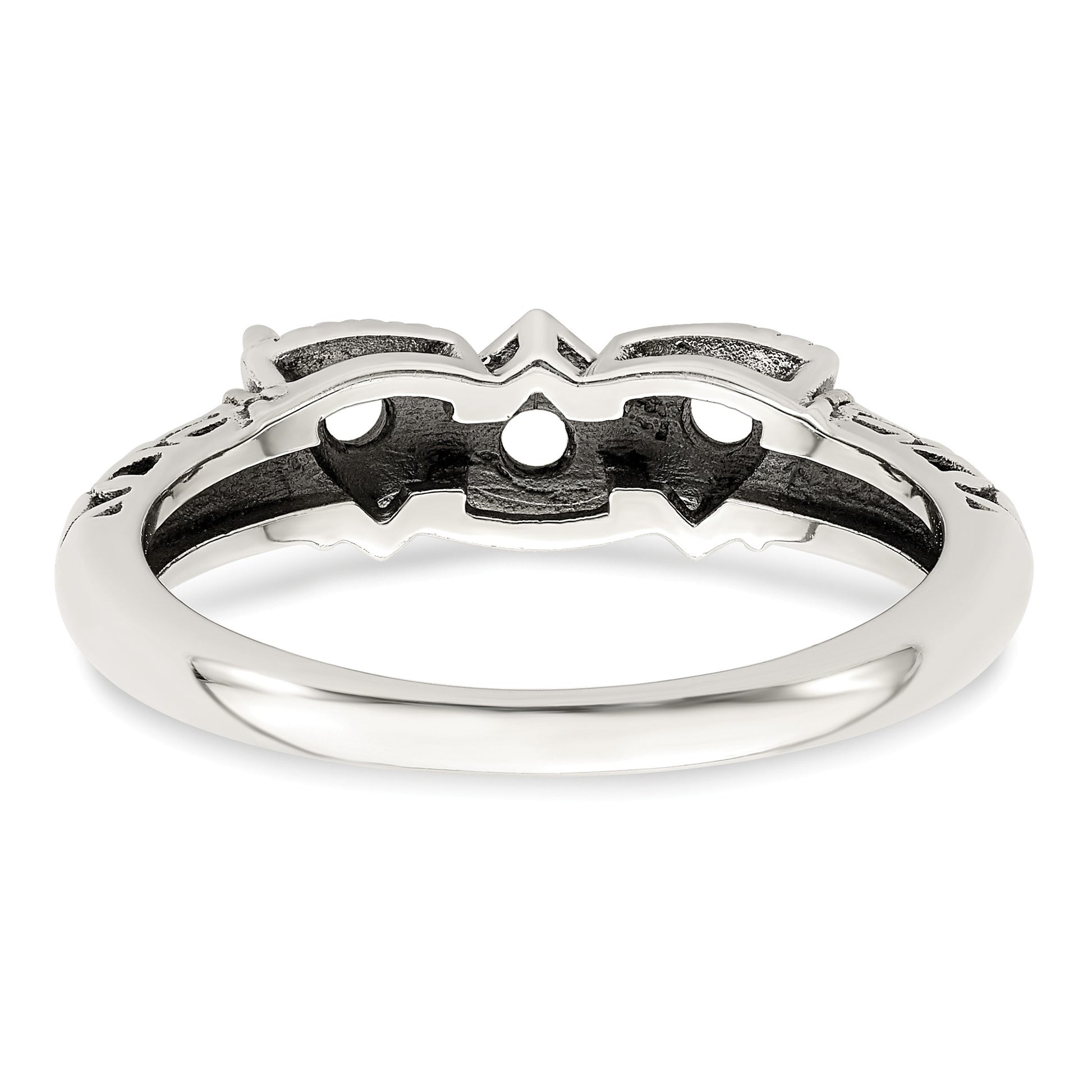 Sterling Silver Antiqued w/14k 3-stone Mother's Ring Mounting