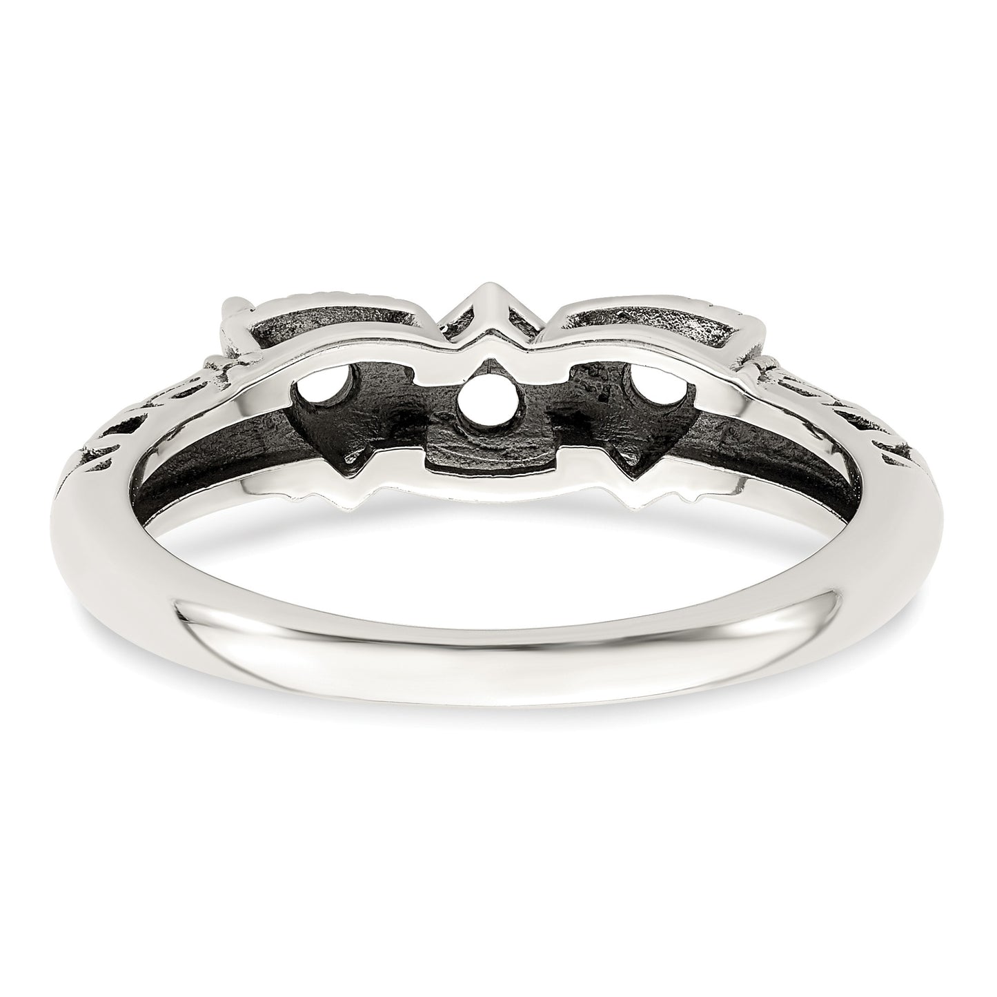 Sterling Silver Antiqued w/14k 3-stone Mother's Ring Mounting