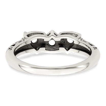 Sterling Silver Antiqued w/14k 3-stone Mother's Ring Mounting