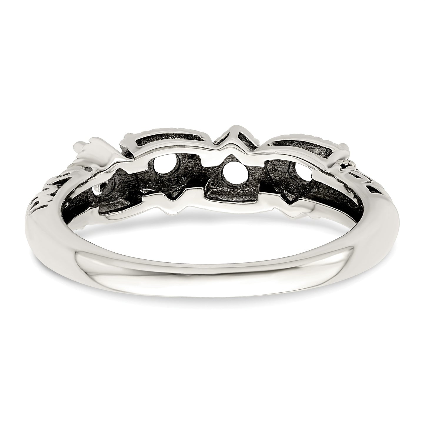 Sterling Silver Antiqued w/14k 4-stone Mother's Ring Mounting