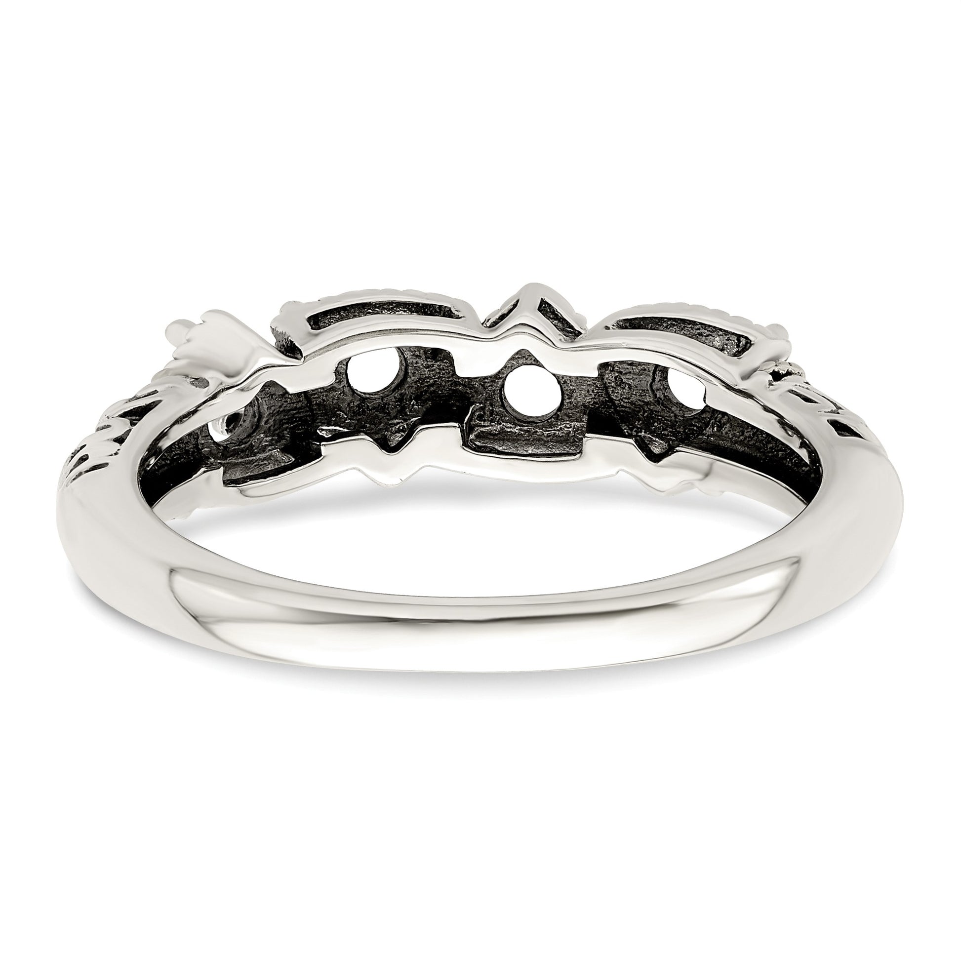 Sterling Silver Antiqued w/14k 4-stone Mother's Ring Mounting