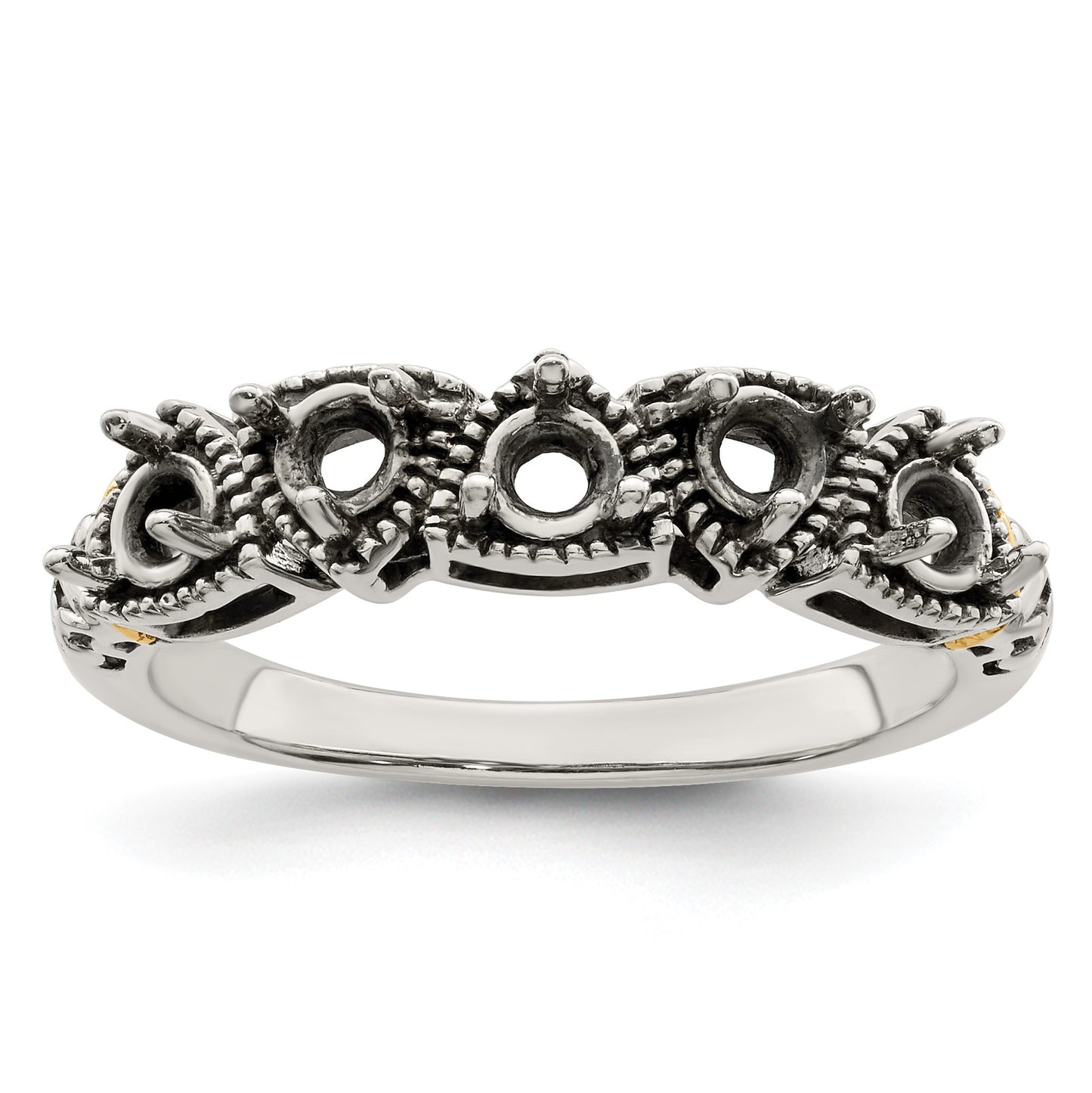 Sterling Silver Antiqued w/14k 5-stone Mother's Ring Mounting