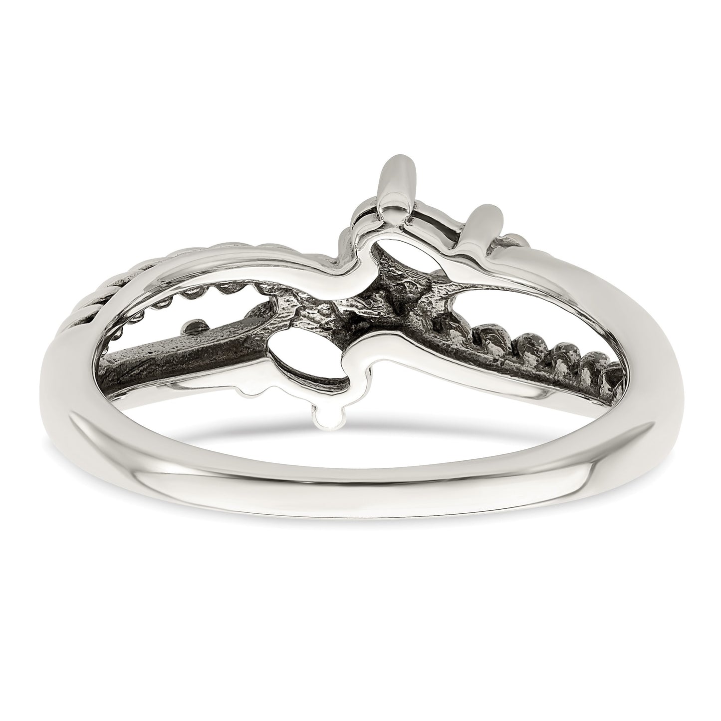 Sterling Silver Antiqued w/14k 2-stone Mother's Ring Mounting