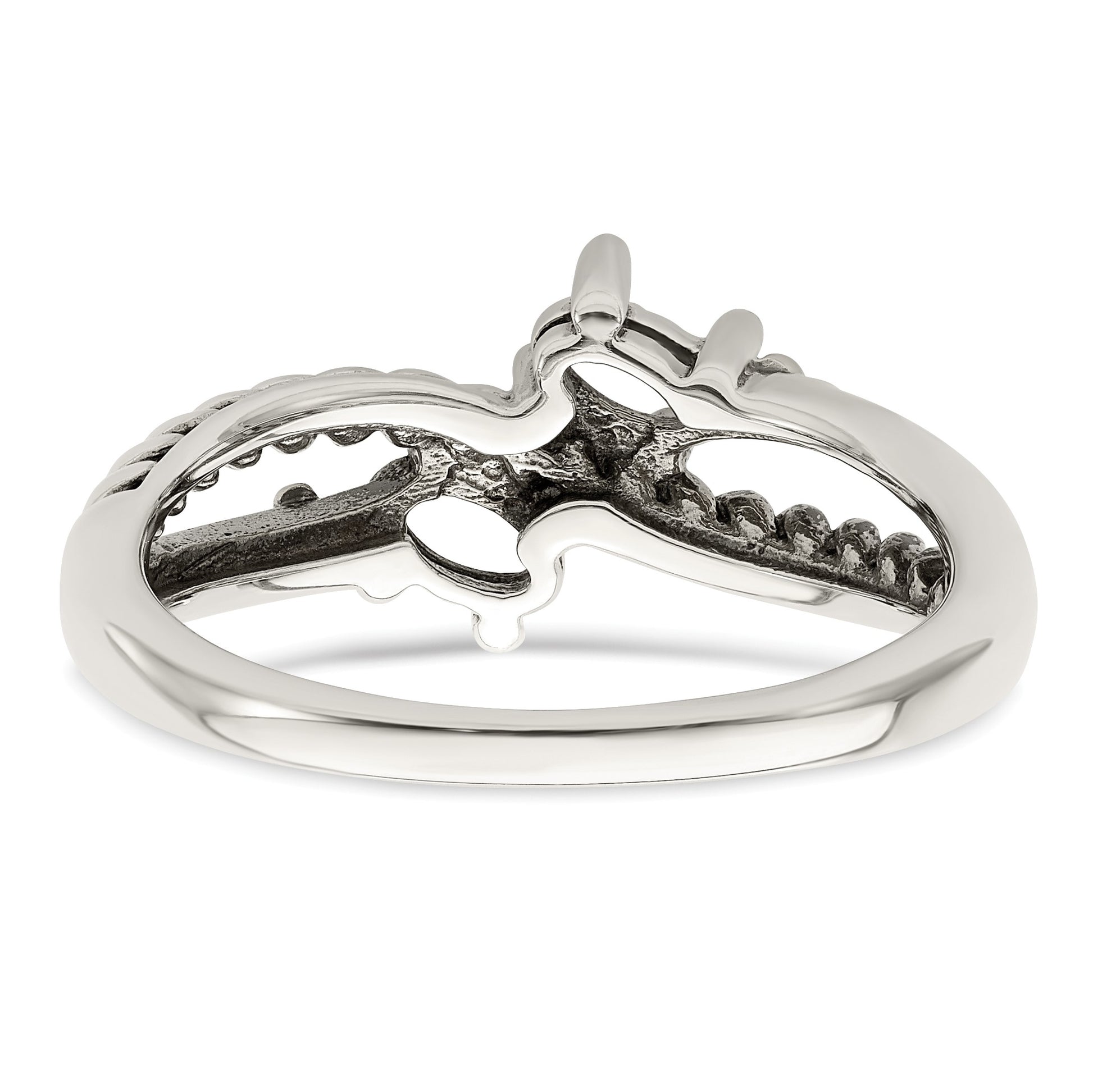 Sterling Silver Antiqued w/14k 2-stone Mother's Ring Mounting