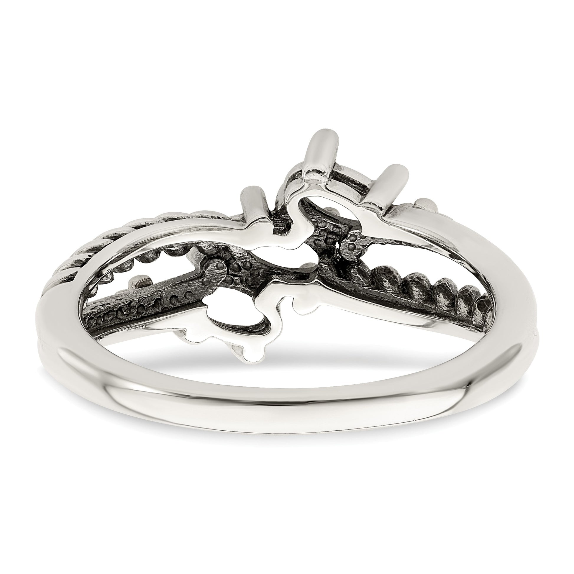 Sterling Silver Antiqued w/14k 3-stone Mother's Ring Mounting