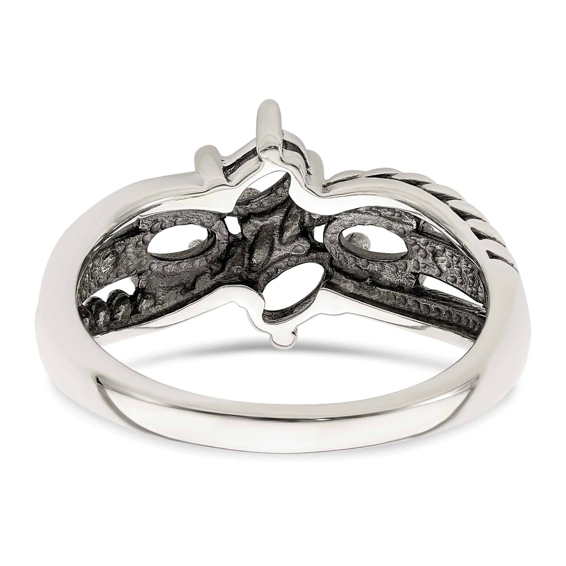 Sterling Silver Antiqued w/14k 4-stone Mother's Ring Mounting