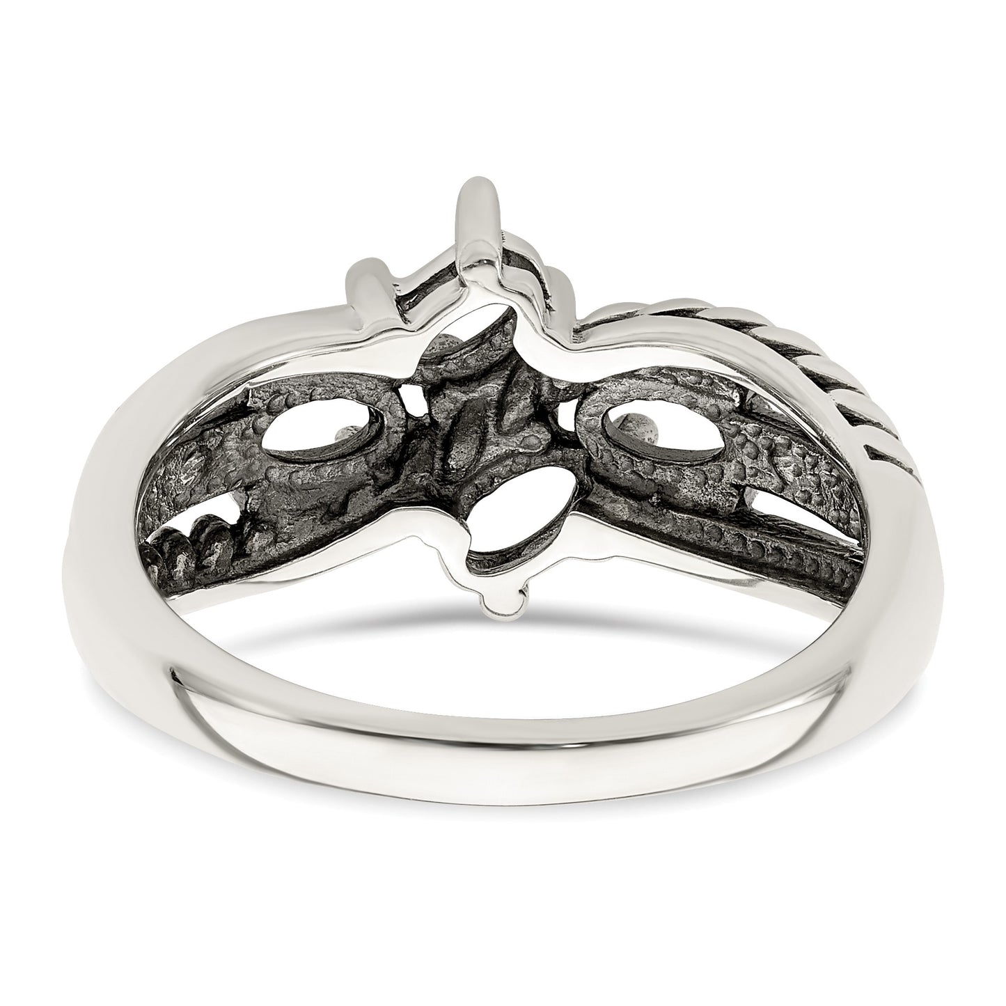 Sterling Silver Antiqued w/14k 4-stone Mother's Ring Mounting
