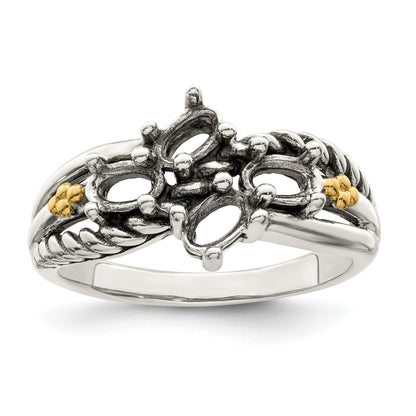 Sterling Silver Antiqued w/14k 4-stone Mother's Ring Mounting