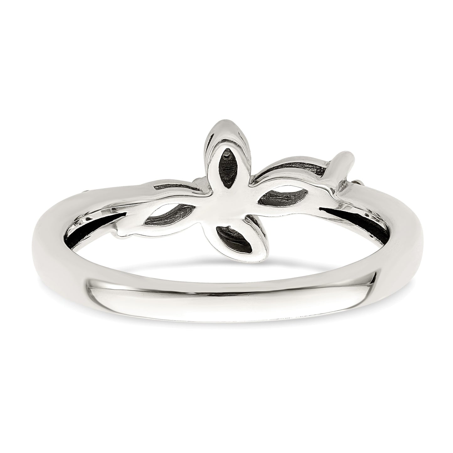 Sterling Silver Antiqued w/14k 2-stone w/Diamond Mother's Ring Semi-Mount