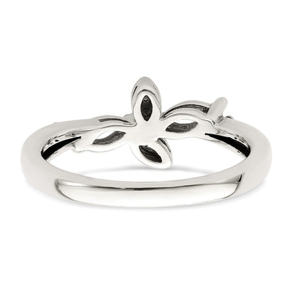 Sterling Silver Antiqued w/14k 2-stone w/Diamond Mother's Ring Semi-Mount