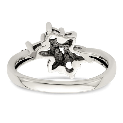Sterling Silver Antiqued w/14k 4-stone w/Diamond Mother's Ring Semi-Mount