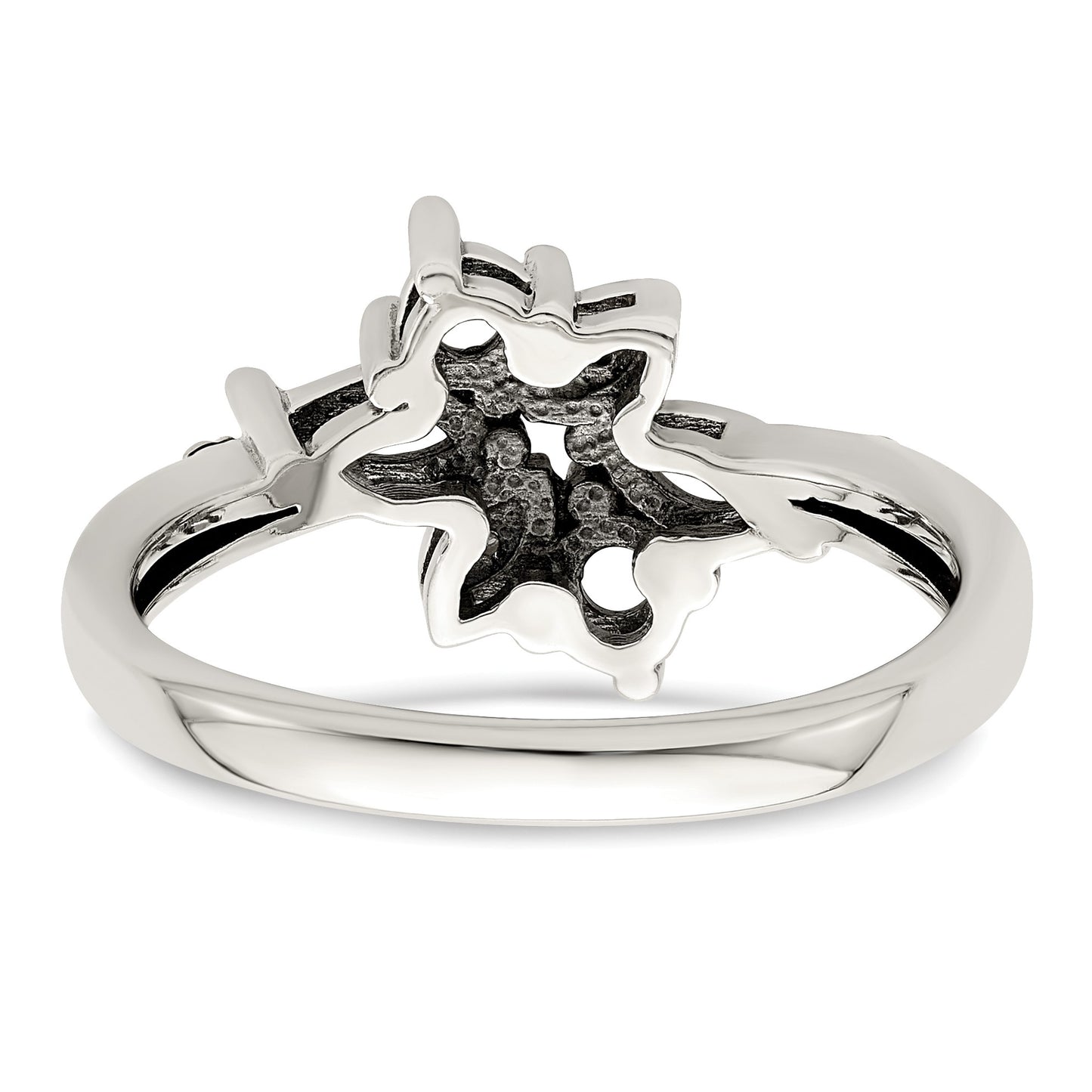 Sterling Silver Antiqued w/14k 4-stone w/Diamond Mother's Ring Semi-Mount