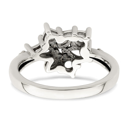 Sterling Silver Antiqued w/14k 5-stone w/Diamond Mother's Ring Semi-Mount