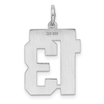 Sterling/Silver Rhodium-plated Polished Number 13 Charm
