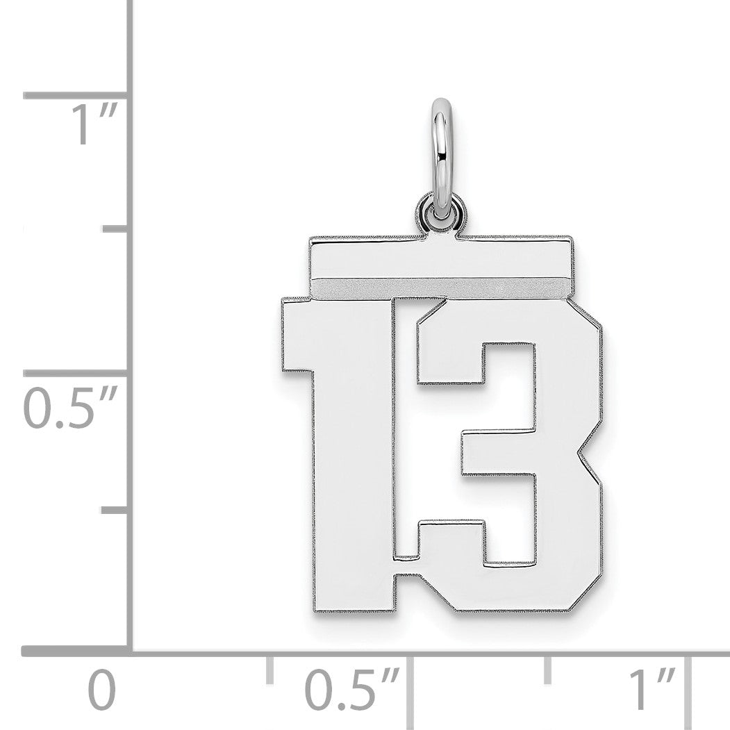 Sterling/Silver Rhodium-plated Polished Number 13 Charm