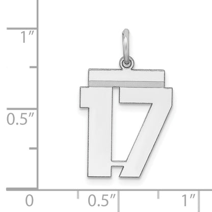 Sterling/Silver Rhodium-plated Polished Number 17 Charm