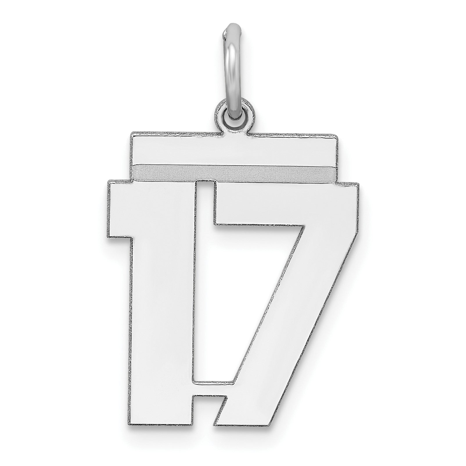 Sterling/Silver Rhodium-plated Polished Number 17 Charm