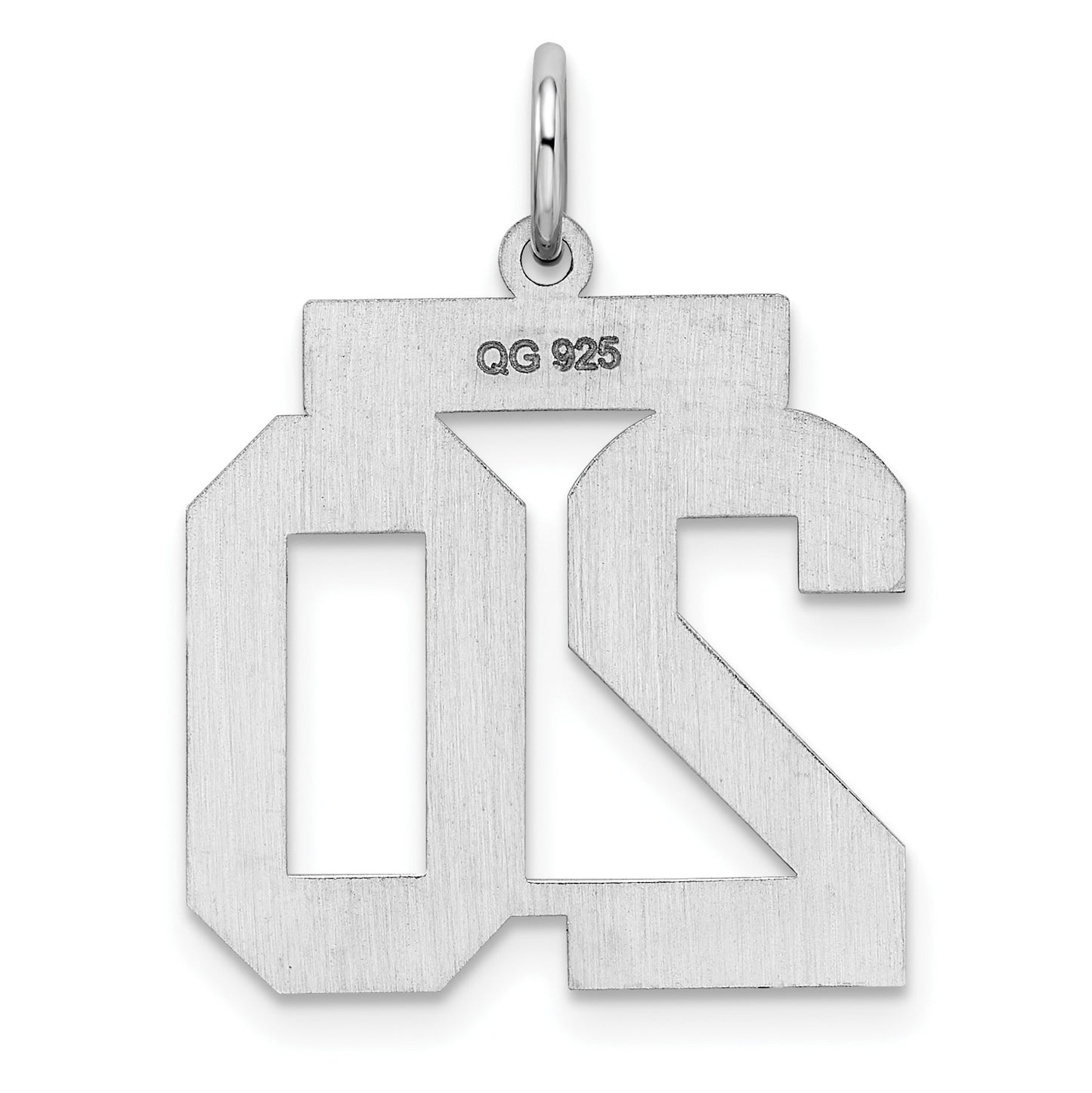 Sterling/Silver Rhodium-plated Polished Number 20 Charm
