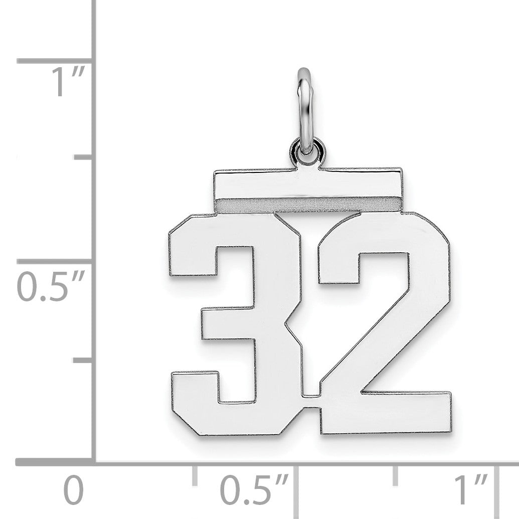 Sterling/Silver Rhodium-plated Polished Number 32 Charm