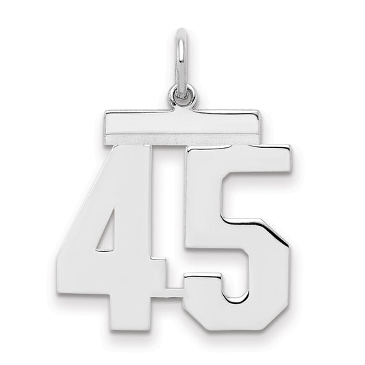 Sterling/Silver Rhodium-plated Polished Number 45 Charm