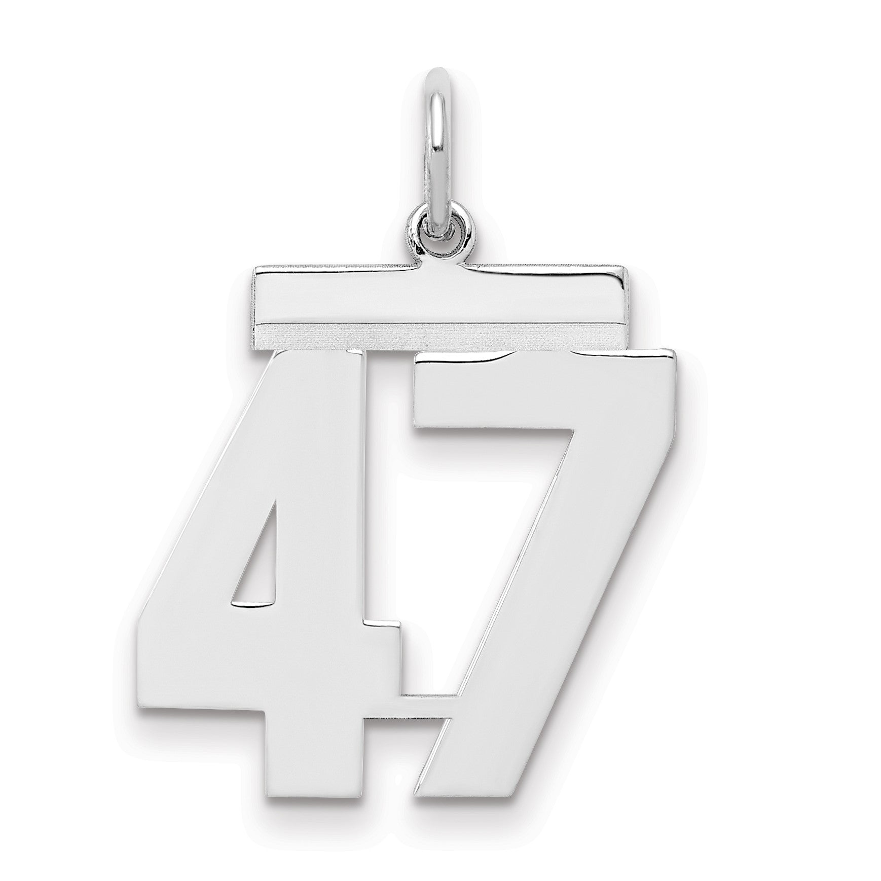 Sterling/Silver Rhodium-plated Polished Number 47 Charm