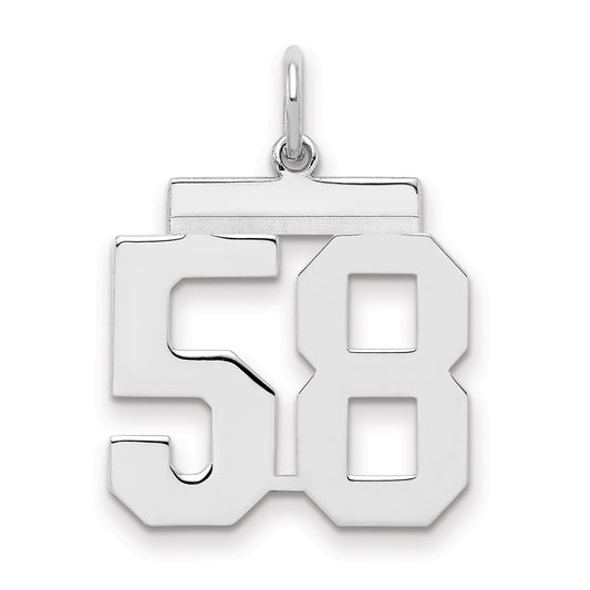 Sterling/Silver Rhodium-plated Polished Number 58 Charm