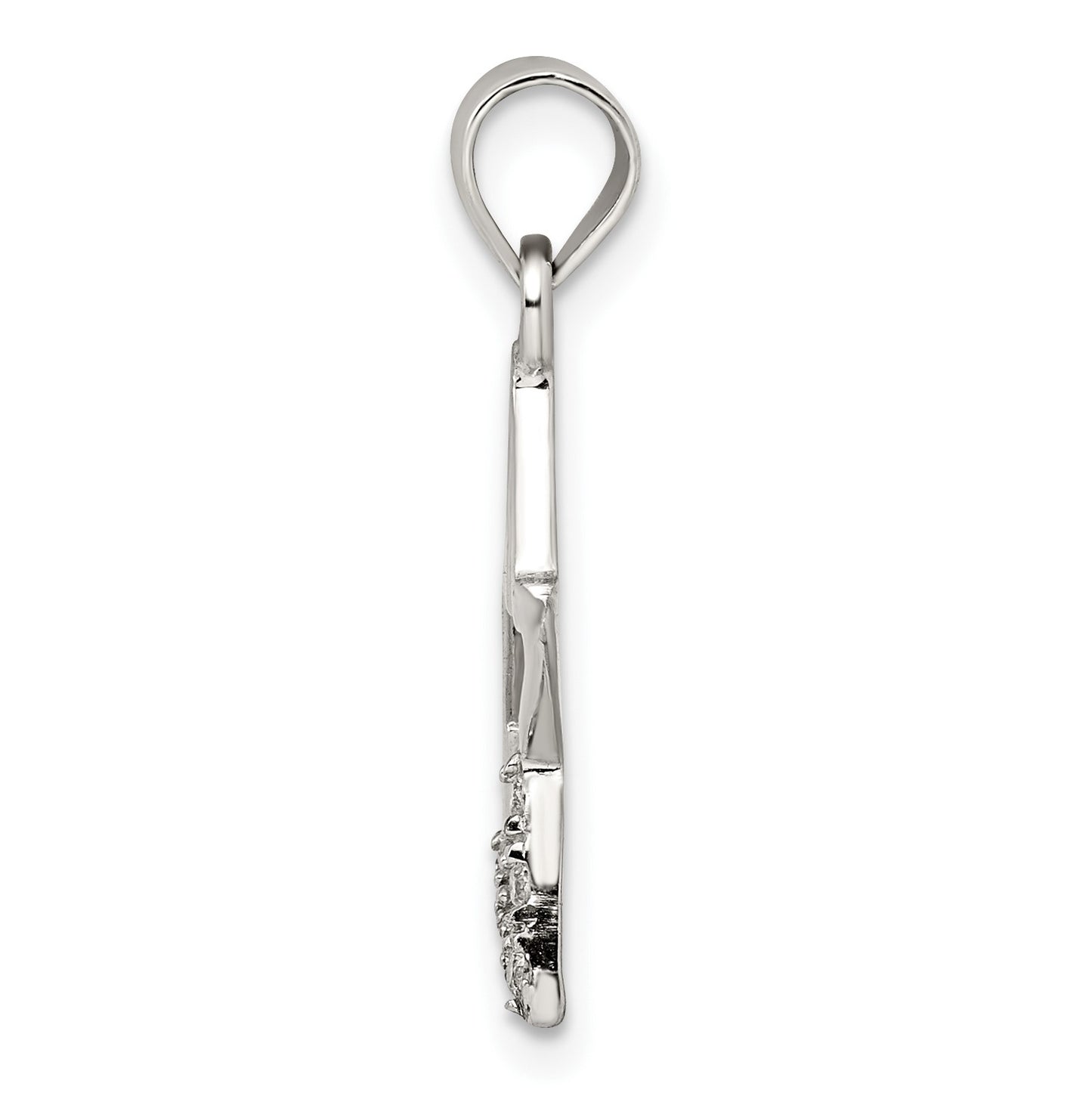 Sterling Silver Rhodium-plated CZ Star Pendant