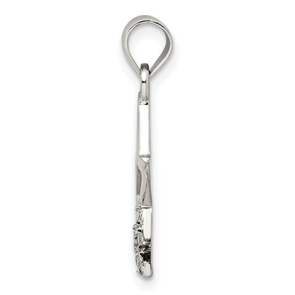 Sterling Silver Rhodium-plated CZ Star Pendant