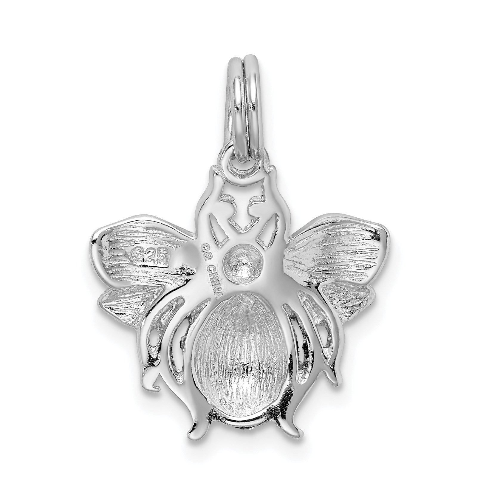 Sterling Silver Rhodium-plated Blue/Green & Yellow Enamel Bee Charm