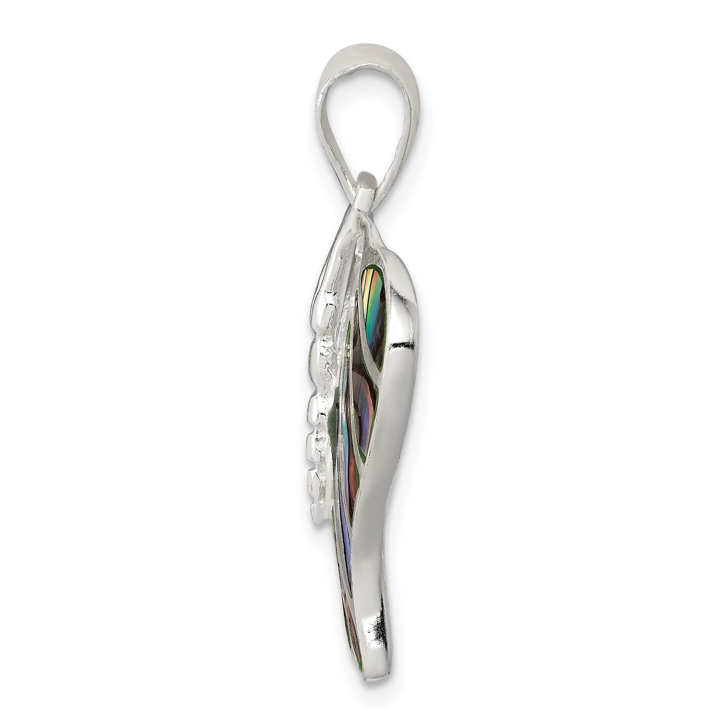 Sterling Silver Rhodium-plated Abalone Butterfly Pendant