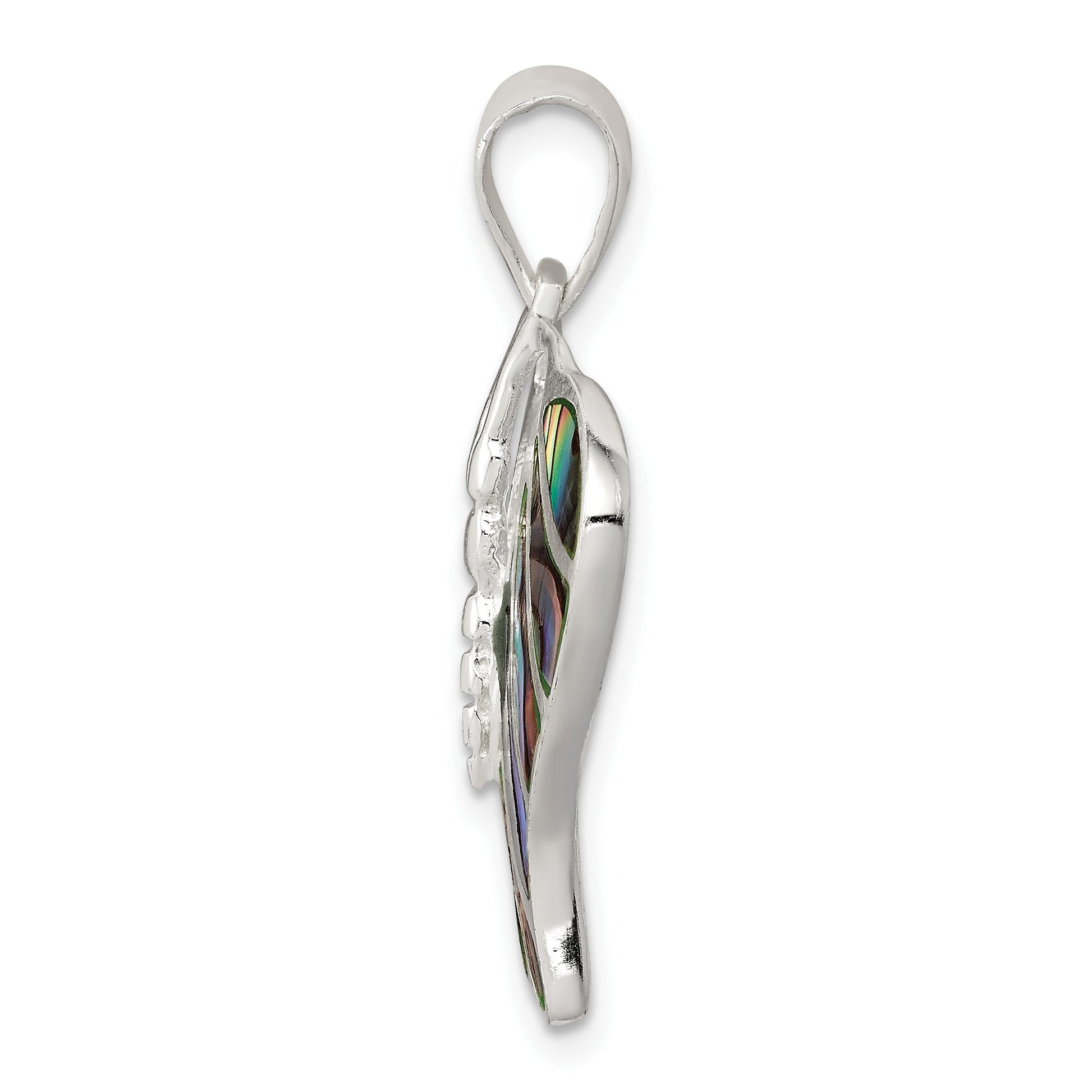 Sterling Silver Rhodium-plated Abalone Butterfly Pendant