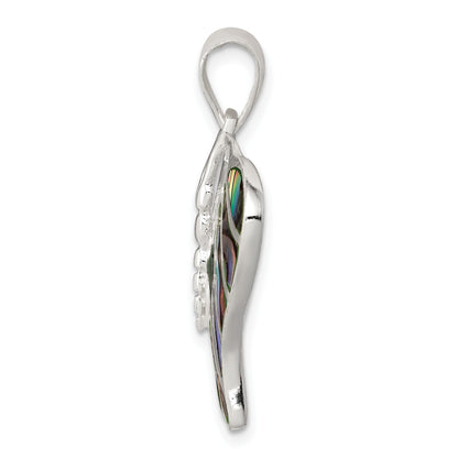Sterling Silver Rhodium-plated Abalone Butterfly Pendant