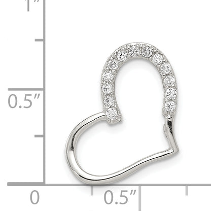 Sterling Silver Rhodium-plated CZ Heart Pendant