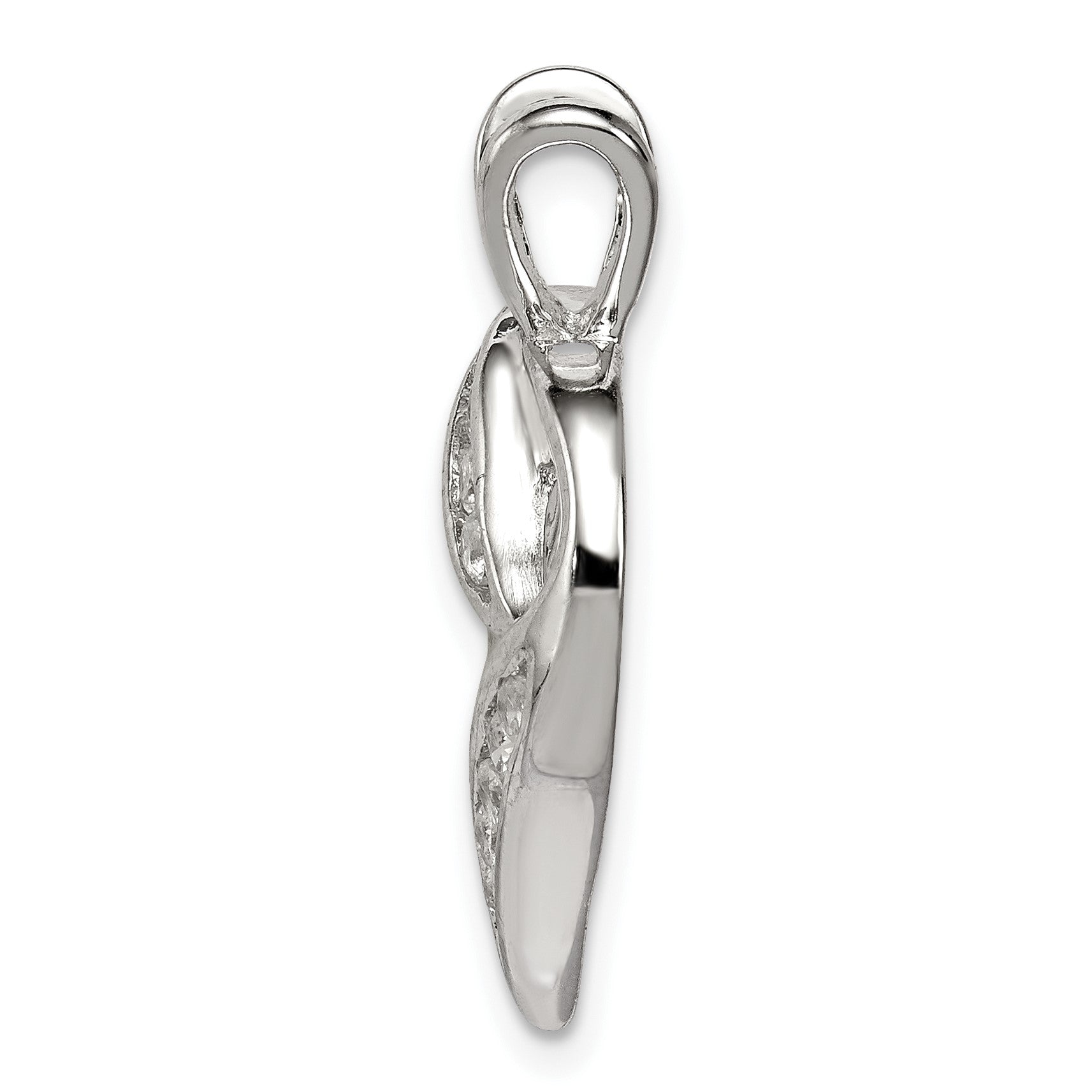 Sterling Silver Rhodium-plated CZ Heart Pendant