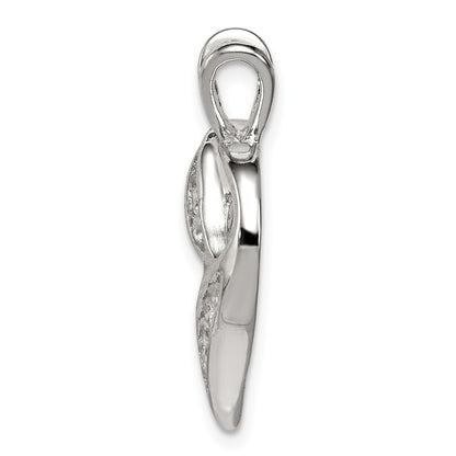 Sterling Silver Rhodium-plated CZ Heart Pendant