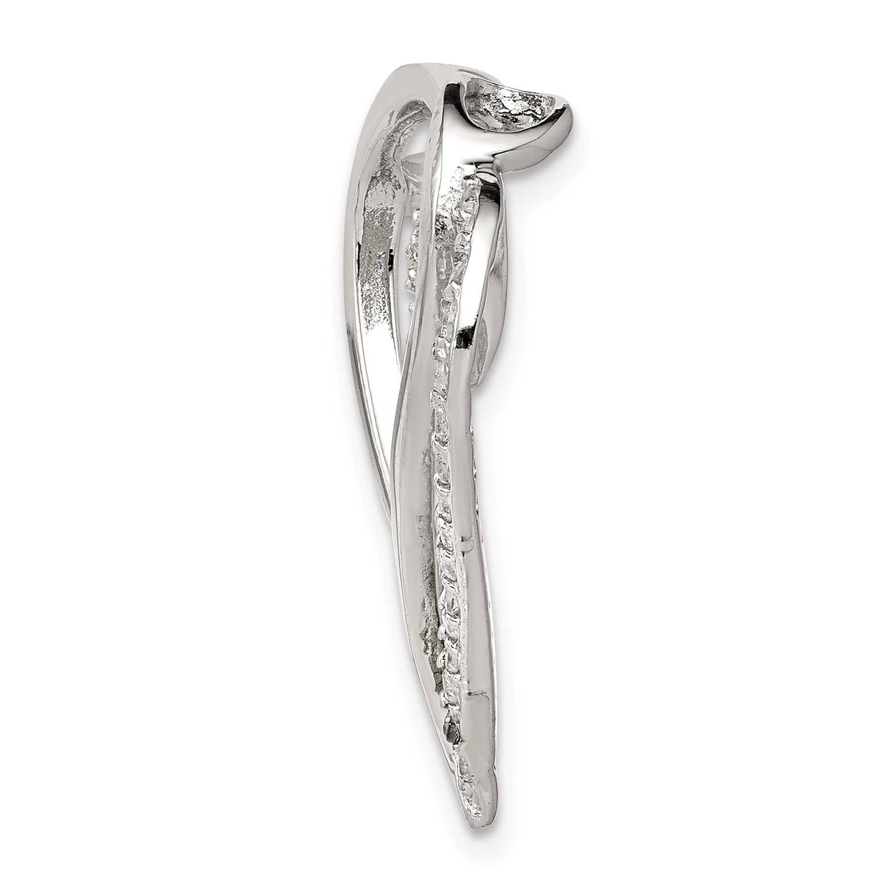Sterling Silver Rhodium-plated CZ Heart Pendant