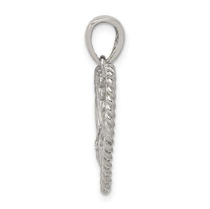Sterling Silver Rhodium-plated CZ Love Heart Pendant