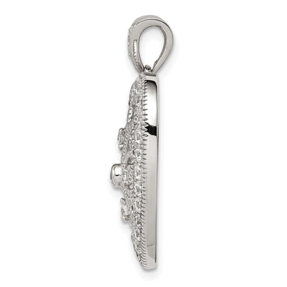 Sterling Silver Rhodium-plated CZ Filigree Heart Pendant