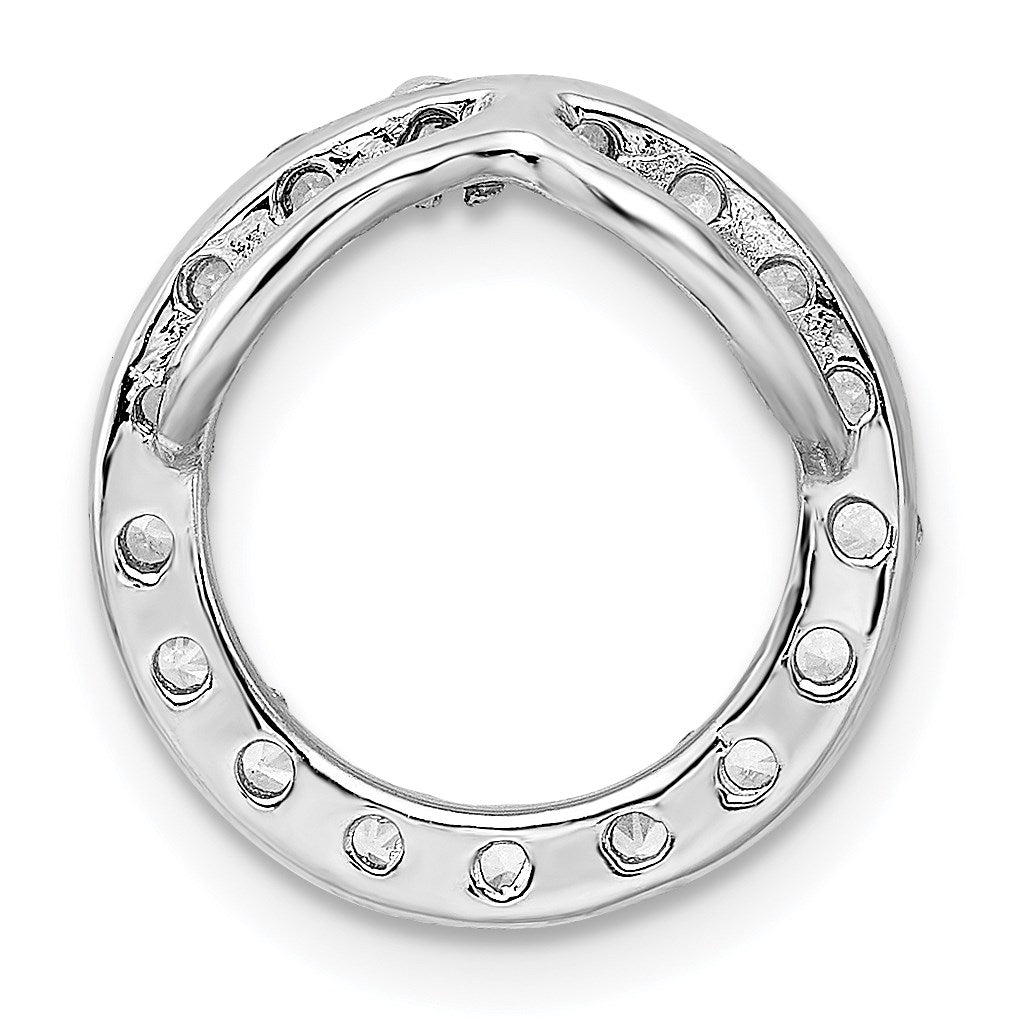 Sterling Silver Rhodium-platedCZ Chain Slide Pendant