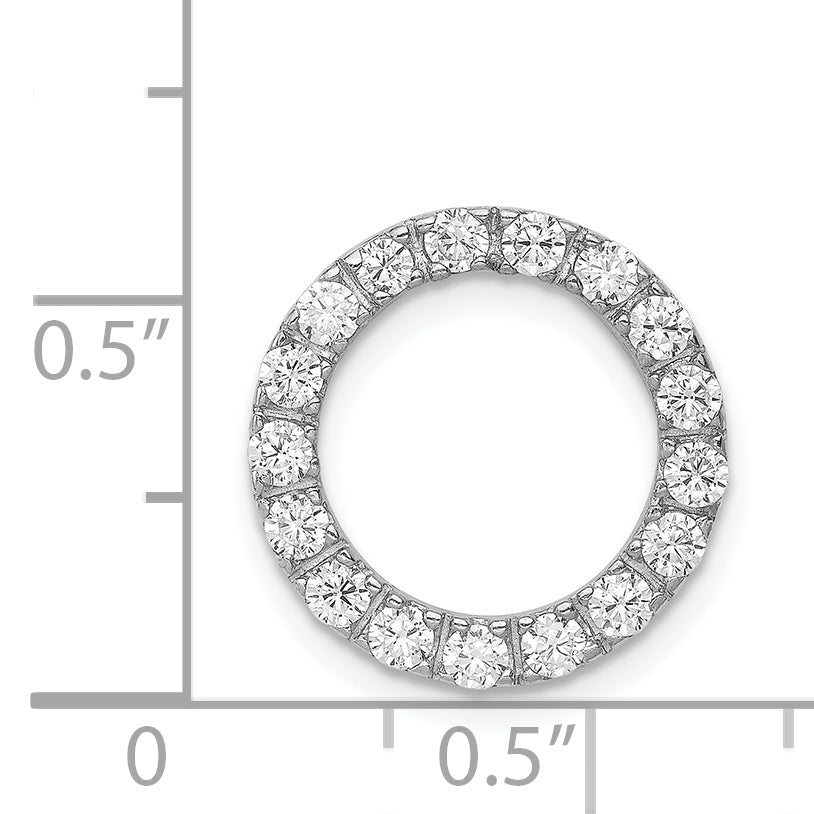 Sterling Silver Rhodium-platedCZ Chain Slide Pendant