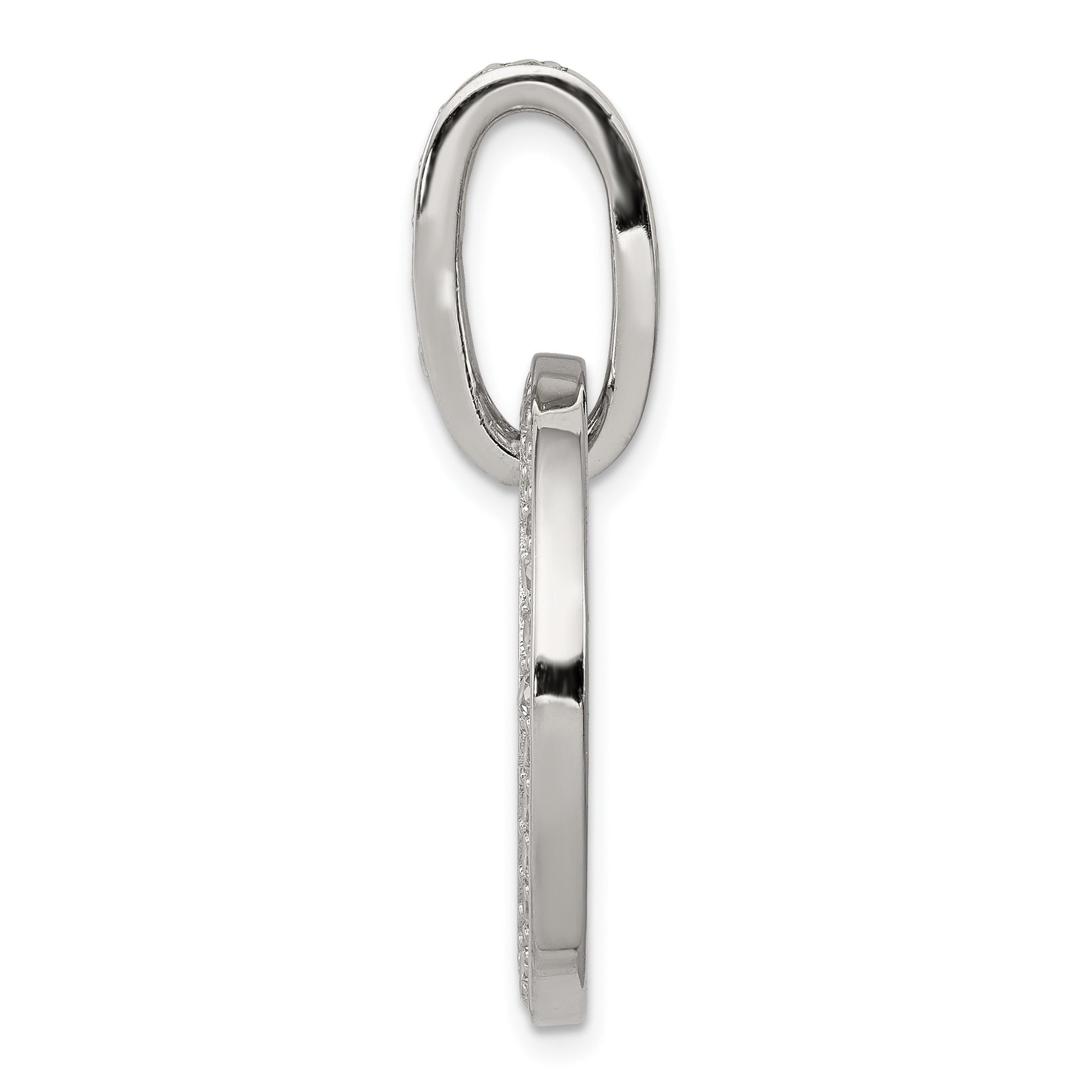 Sterling Silver Rhodium-plated CZ Circle Pendant