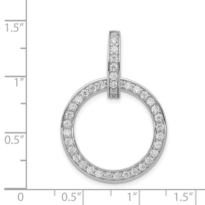 Sterling Silver Rhodium-plated CZ Circle Pendant