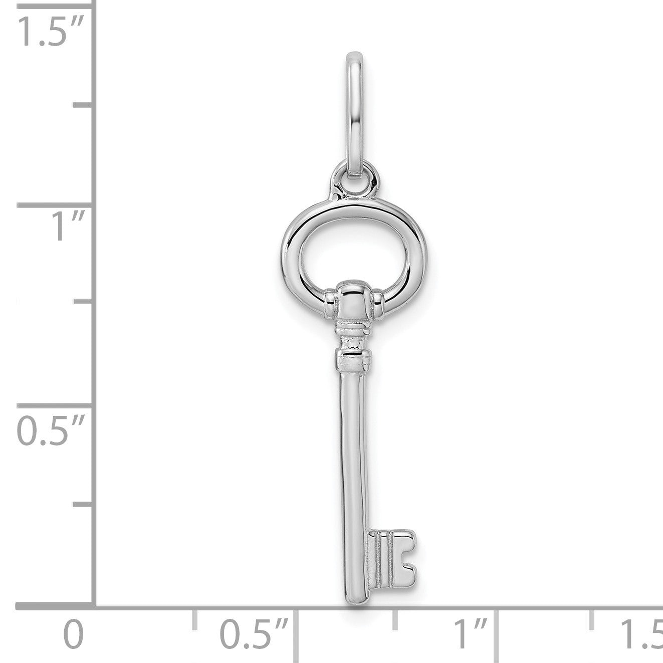 Sterling Silver Rhodium-plated Key Pendant
