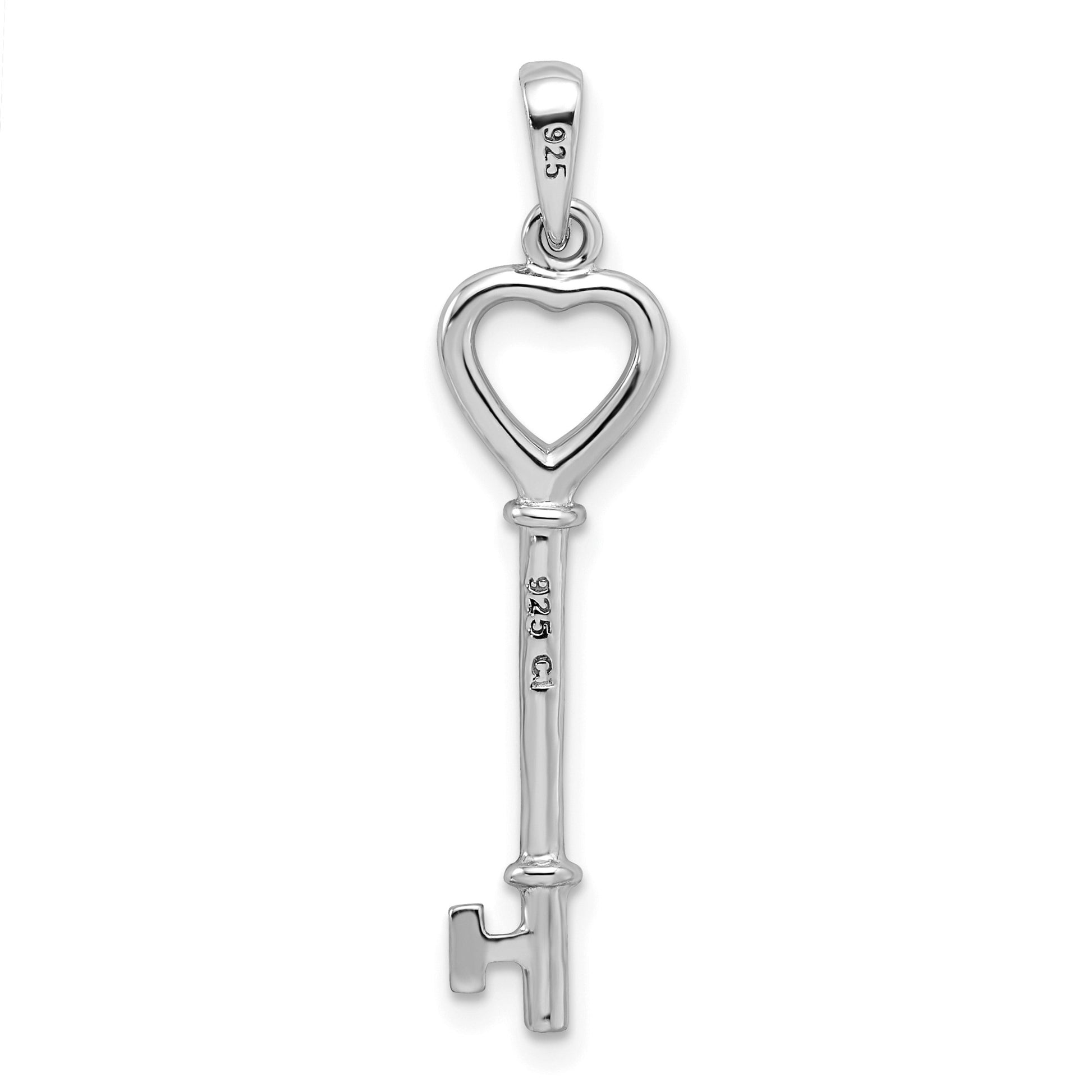 Sterling Silver Rhodium-plated Key Pendant