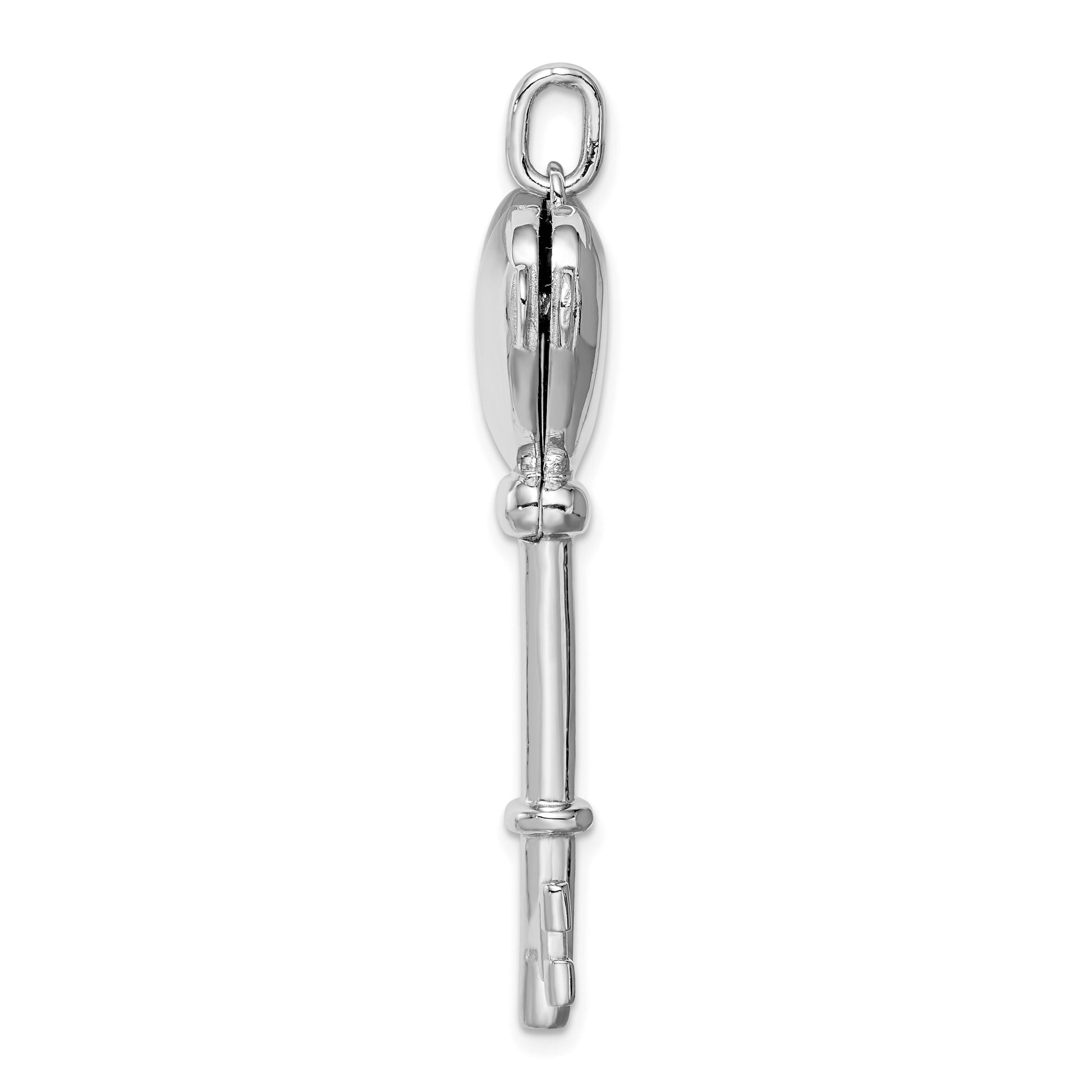 Sterling Silver Rhodium-plated Locket Key Pendant