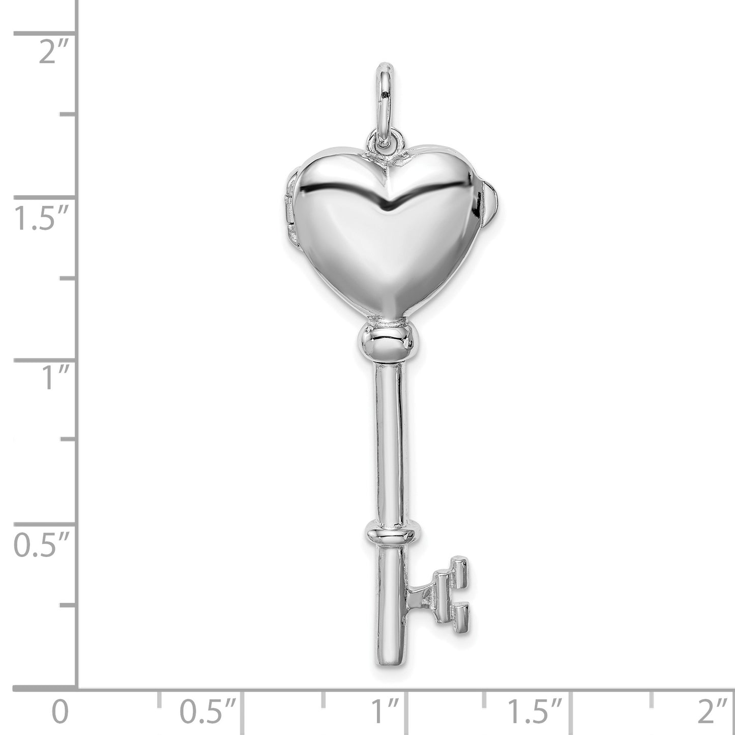 Sterling Silver Rhodium-plated Locket Key Pendant