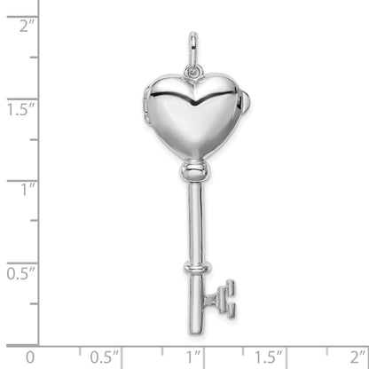 Sterling Silver Rhodium-plated Locket Key Pendant