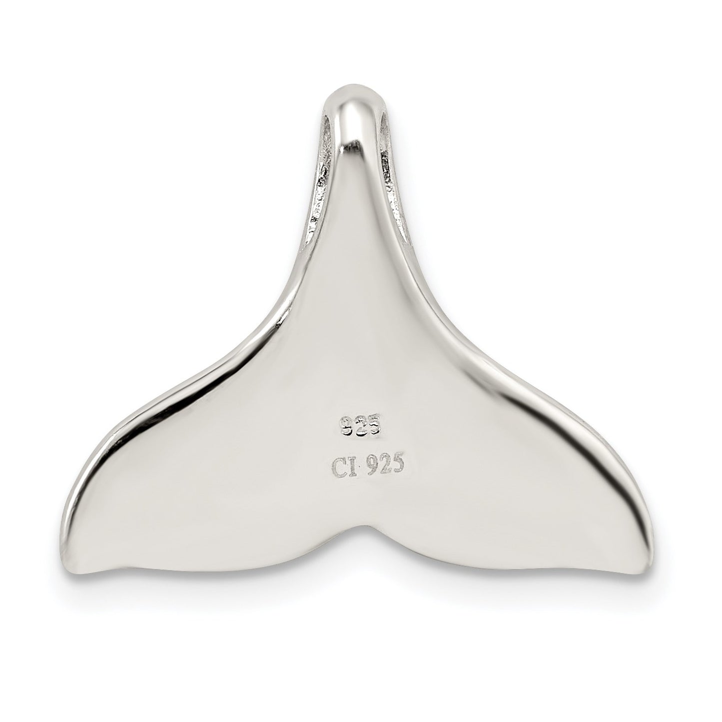 Sterling Silver Rhodium-plated Polished Created Blue Opal Whale Tail Chain Slide